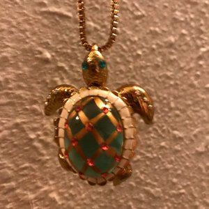 Betsey Johnson Vintage Sea Excursion Sea Turtle Locket Necklace